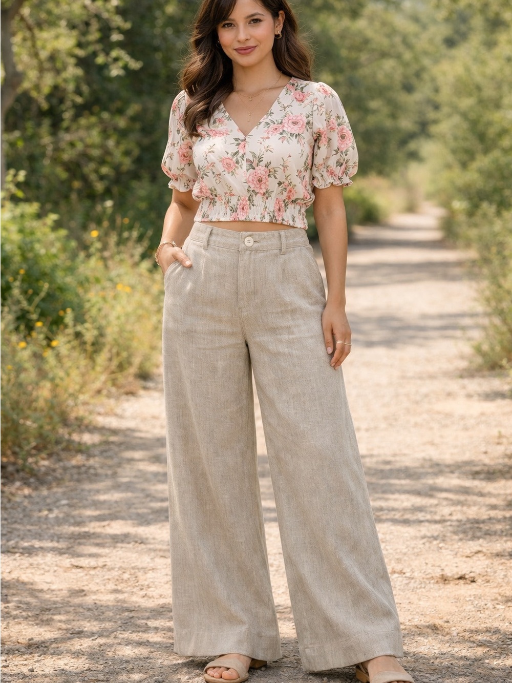 J.Jill Petite Linen Wool Blend Wide‑Leg Pants – Size 14P, Like New